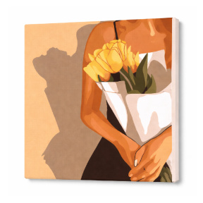 Pictura pe numere 20x20cm Buchet de lalele galbeneArt Gallery Premium
