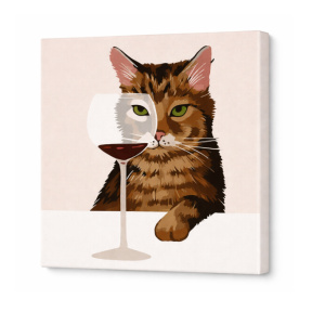 Котик и бокал 20x20см Картина по номерам Art Gallery Premium