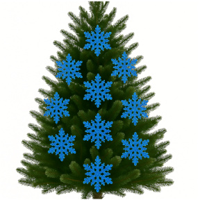 Новый Год, Набор декоративных блестящих снежинок ( 10 шт.), 3,5 см, синие