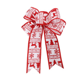 Anul Nou. Set decorațiuni pentru bradul de Craciun: Funda, Roșu cu fulgi de e zăpadă