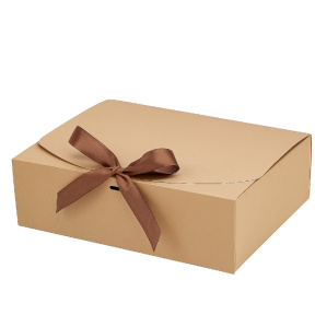 Подарочная коробка с бантом, 27×20×8 см, крафт