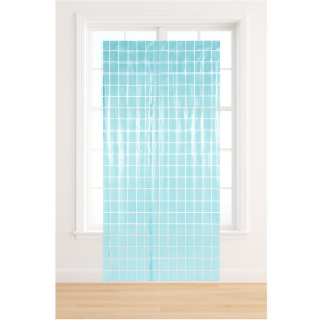 Perdea din folie metalizata (patrate), 1*2m. Cul. Albastru deschis