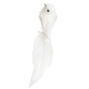 Pasăre decor pe un clestisor, 18*3 cm, Alb
