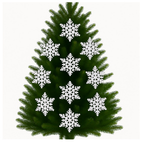 Новый Год, Набор декоративных блестящих снежинок ( 10 шт.), 3,5 см, белые