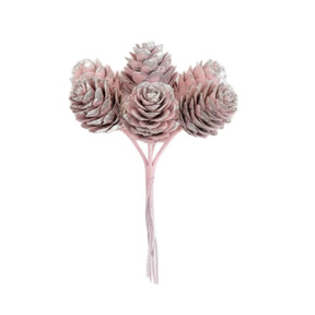 Decor pentru creativitate, Conuri, 1 buchet = 6 conuri, 10 cm, roz