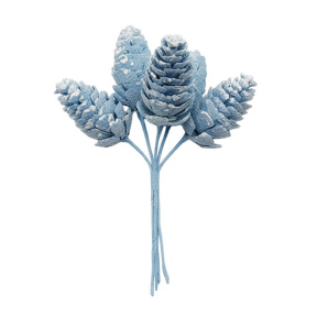 Decor pentru creativitate, Conuri, 1 buchet = 6 conuri, 10 cm, albastru