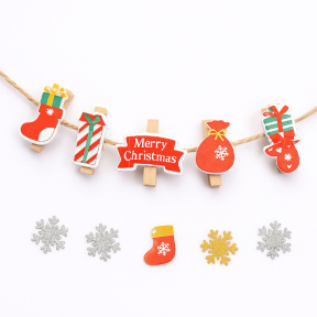 Anul Nou, Set de 10 clești decorativi de rufe „Decor de Craciun”