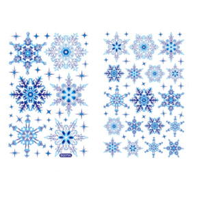 Autocolante pentru fereastră cu fulgi de zăpadă albaștri (2 foi), 30*20 cm