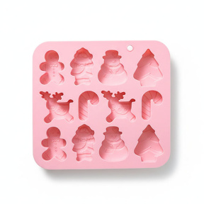 Новый Год, Молд силиконовый, Олень, Елочка, Снеговик, Леденец 22*19.5*2.3 см