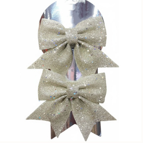 Anul Nou. Set Decorațiuni Fundă de Crăciun, 12x15cm, 2buc, culoare champagne