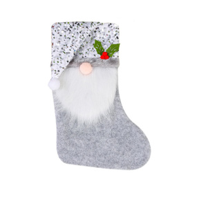 Anul Nou, Șosetă decorativă, Argintie, 37*24 cm
