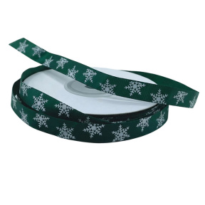 Новый год, Лента со снежинками, зеленая, 1 см * 20 м