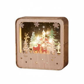 Anul Nou. Lampă decorativă cu peisaj de iarnă în pădure, 23*5,5*23cm