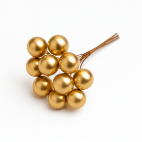 Новый год, Букетик золотых ягод (12 шт), 6 см