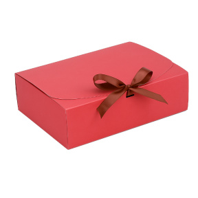 Подарочная коробка с бантом, 27×20×8 см, красная
