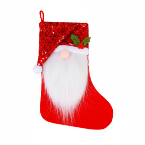 Anul Nou, Șosetă decorativă, Roșie, 37*24 cm