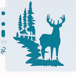 Трафарет Олень в лесу, 14*14 см