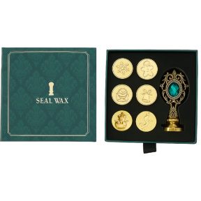 Un set de sigilii de ceara de Anul Nou, 6 buc, sigiliu de ceara, verde