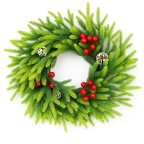 Coronita din crengi de brad, fructe de pădure roșii și conuri de pin, diametru 40cm