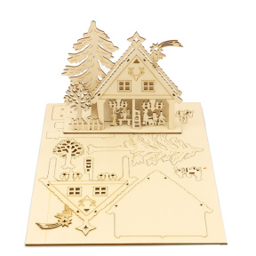 Новый год, Набор для творчества, деревянный, Зимний домик, KY0248