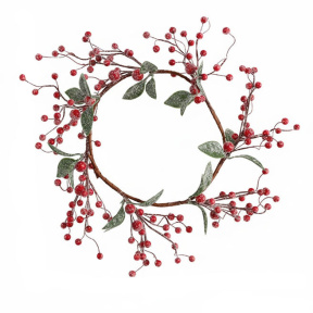 Coroană decorativă cu fructe de pădure roșiii, Anul Nou