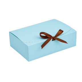 Подарочная коробка с бантом, 27×20×8 см, голубая