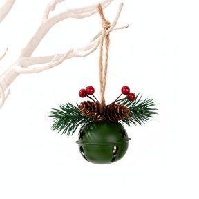 Anul Nou. Clopoțel Decorativ Rotund cu Panglică, verde