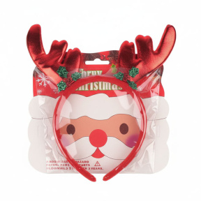 Anul Nou. Bentiță cu coarne de ren, culoare roșie