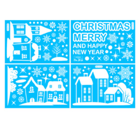 Новый Год. Наклейки на окна Зимний домик (4 листа), 30*20 см