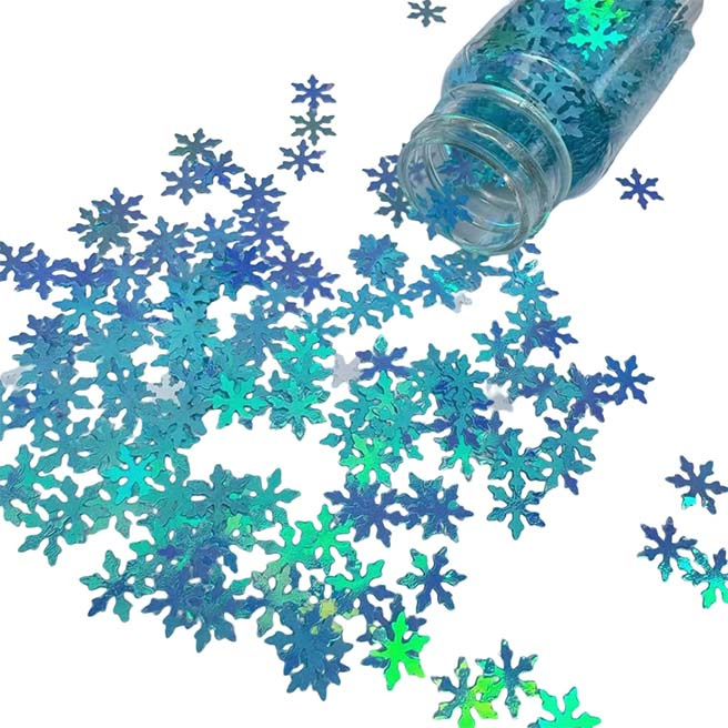 Fulgi de zăpadă albaștri decorativi în borcănaș, 20 ml