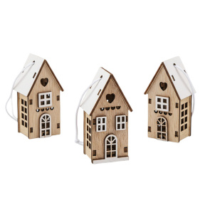 Anul Nou, Set de 3 Casuțe Decorative, Maro