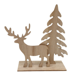 Новый год, Деревянный декор, Олень и елочка, 15*8.5 см