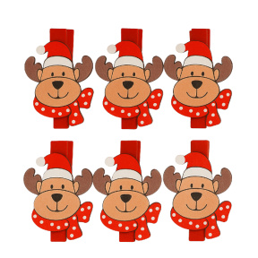 Anul Nou, Set de cleme decorative de rufe „Cerb”, 6 buc.