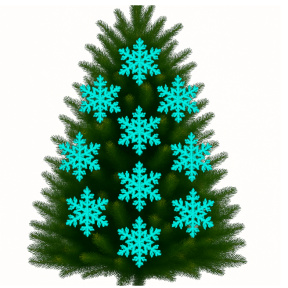 Новый Год, Набор декоративных блестящих снежинок ( 10 шт.), 3,5 см, бирюзовые