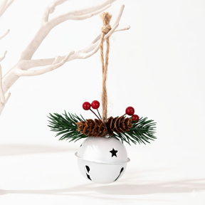 Anul Nou. Clopoțel Decorativ Rotund cu Panglică, alb