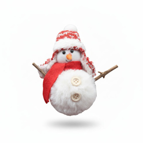 Om de zăpadă în fular roșu, 11 cm * 6 cm