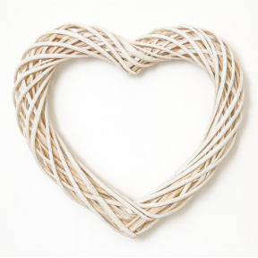 Плетеный венок "сердечко" 20 см - белый