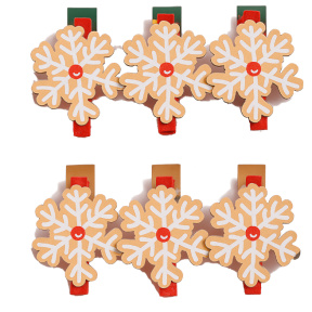 Новый Год, Набор декоративных прищепок "Снежинки", 6 шт.