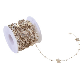 Fir decorativ cu margele și steluțe, argintiu, 10 m