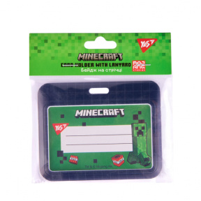 Бейдж горизонтальный слайдер с шнурком полистер 100*80 (85x54 мм) Yes Minecraft синий