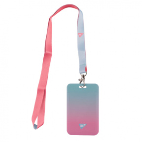 Бейдж вертикальный слайдер с шнурком полистер 70*110 (54x85 мм) Yes Fusion розовый