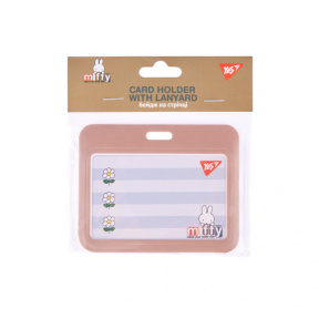 Бейдж горизонтальный слайдер с шнурком полистер 100*80 (85x54мм) Yes Miffy бежевый