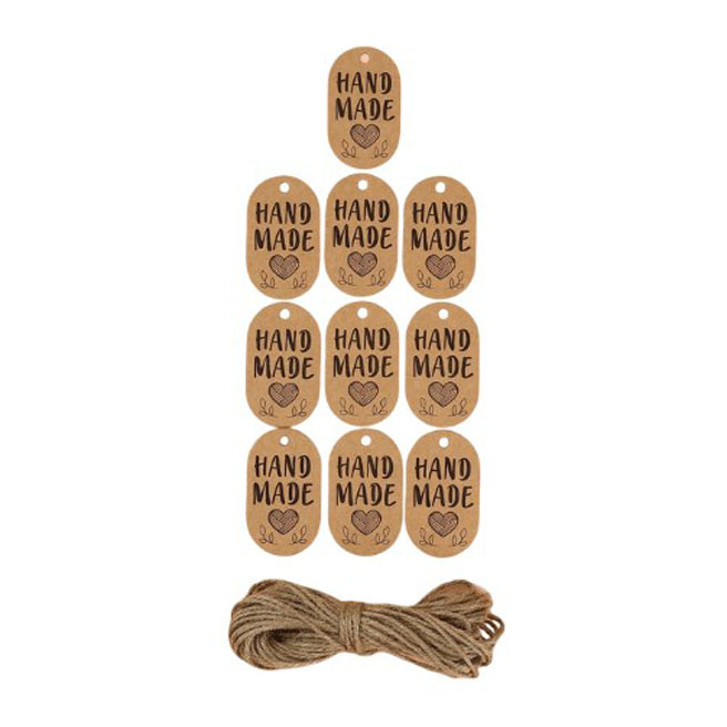Set de etichete cu iută și stickere Hand made 10 buc. 3,5х6 cm/6 buc. 4х4 cm