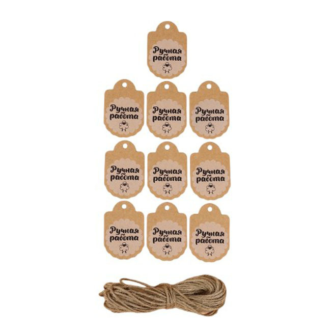Set de etichete cu iută și stickere Lucrare manuală 10 buc. 4,1х6 cm / 6 buc. 3,9х4 cm