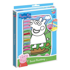 Peppa Pictură cu nisip – 4 coli + 12 tuburi cu nisip