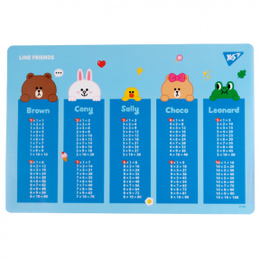 Подложка для стола YES Line Friends (таблица умножения) 49*29 см