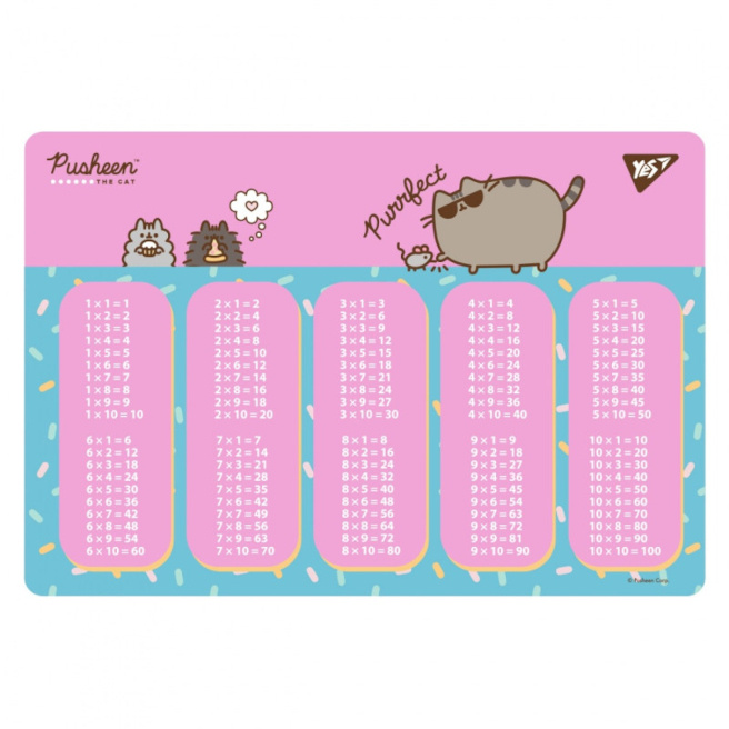 Suport pentru masă din plastic YES Pusheen Purrfect (tabla înmulțirii) 49x29 cm