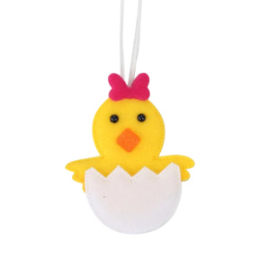 Paște, pandantiv pui în coajă, fundiță roz