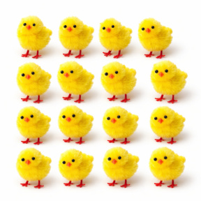 Set puișori galbeni din bumbac, 16 buc.