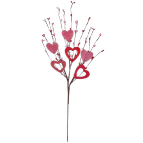 Ramură din plastic cu fructe de pădure și inimioare, 42 cm